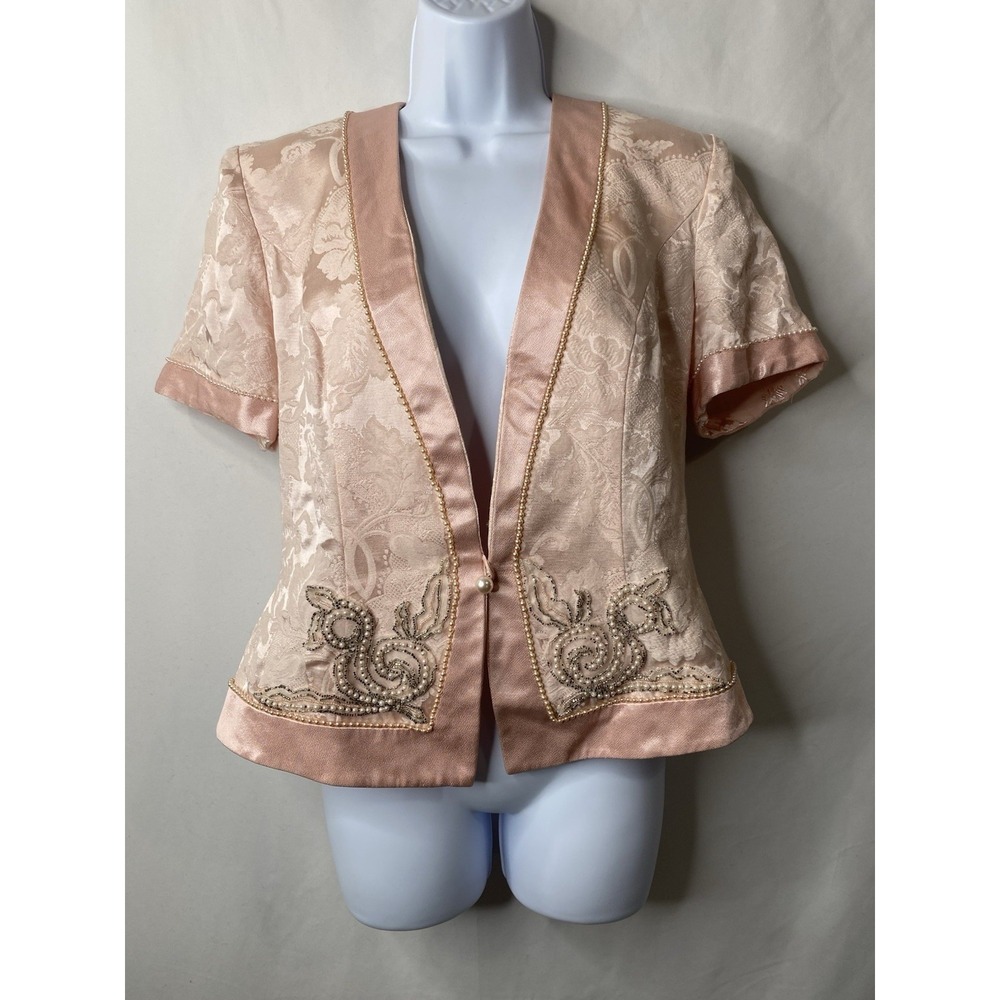 Nah Nah Womens Short Sleeve Vintage Blazer Size 10 Haute Couture Coquette Royal